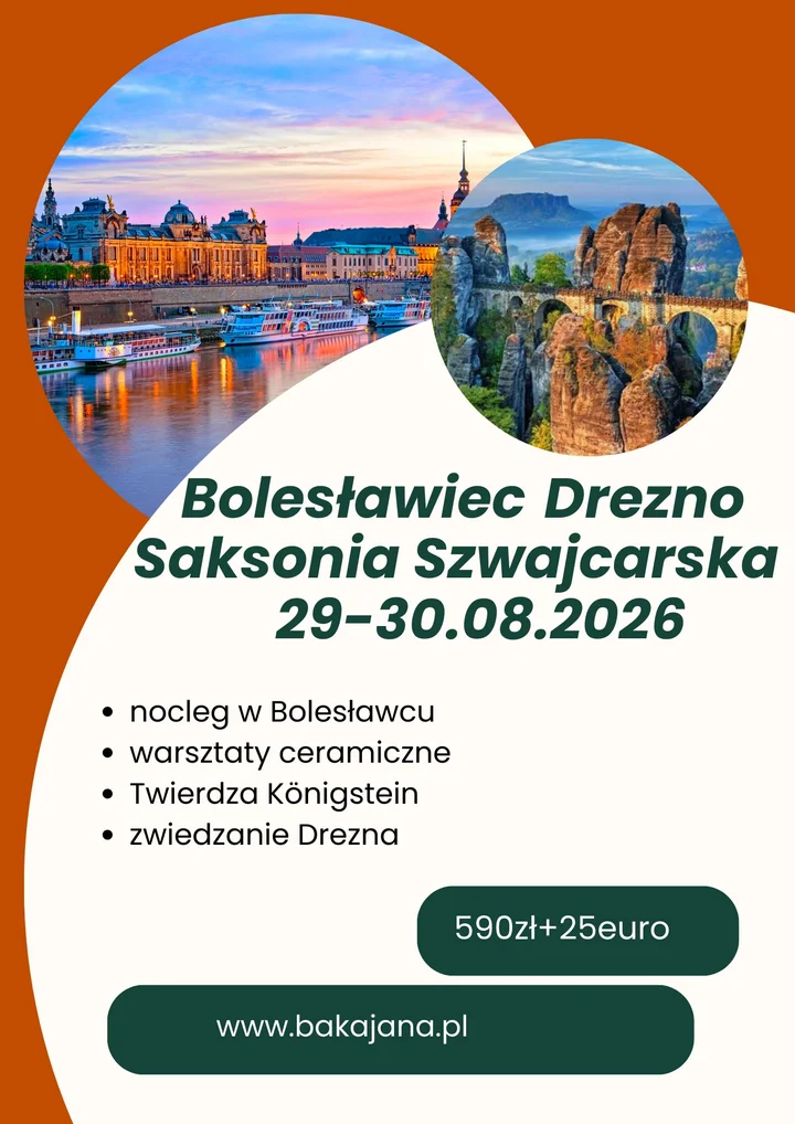 Grafika promocyjna wydarzenia Bolesławiec, Saksonia Szwajcarska — 2 dni