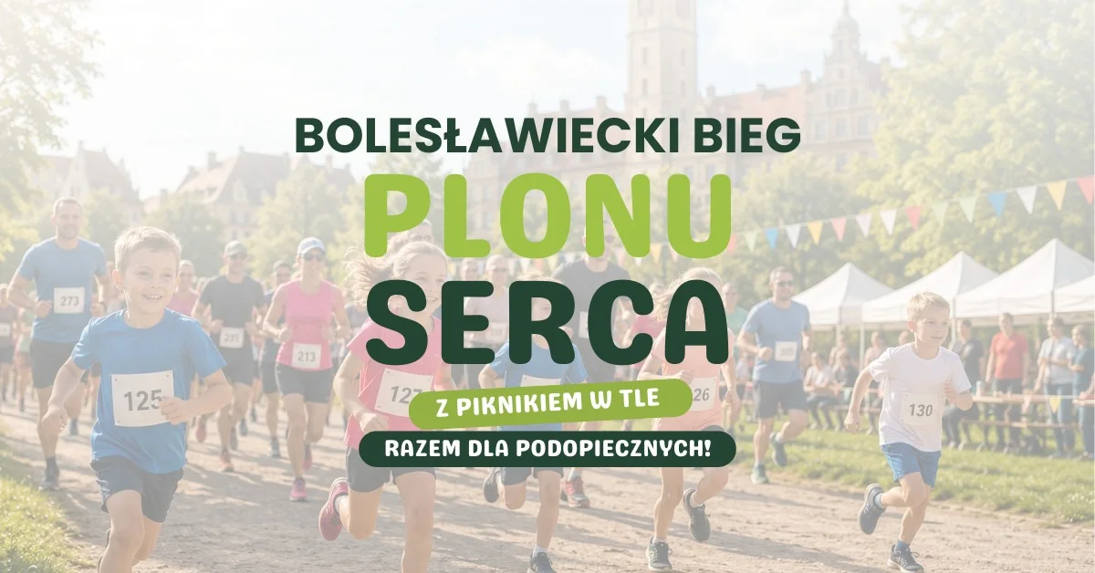 Grafika promocyjna wydarzenia Bolesławiecki Bieg Plonu Serca – piknik