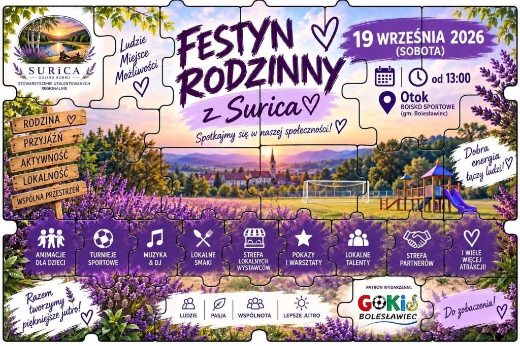 Grafika promocyjna wydarzenia Festyn Rodzinny z Surica w Otoku
