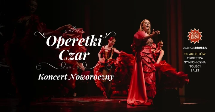 Grafika promocyjna wydarzenia Operetki Czar — Koncert Noworoczny w Bolesławcu