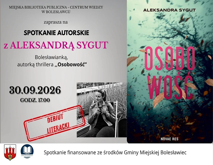 Grafika promocyjna wydarzenia Spotkanie autorskie z Aleksandrą Sygut