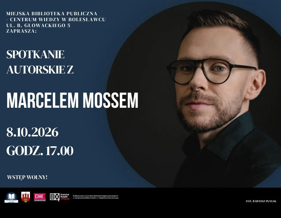 Grafika promocyjna wydarzenia Spotkanie autorskie z Marcelem Mossem