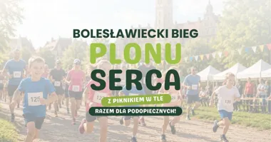 Grafika promocyjna wydarzenia Bolesławiecki Bieg Plonu Serca – piknik