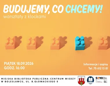 Grafika promocyjna wydarzenia Budujemy, co Chcemy! – wrześniowe warsztaty z klockami