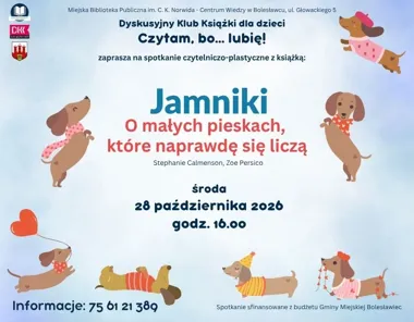 Grafika promocyjna wydarzenia Jamniki na DKK dla dzieci
