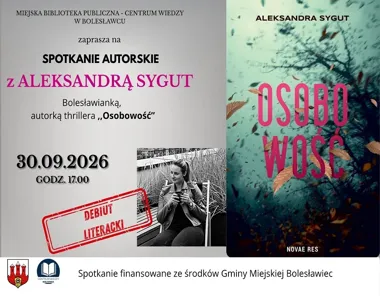 Grafika promocyjna wydarzenia Spotkanie autorskie z Aleksandrą Sygut