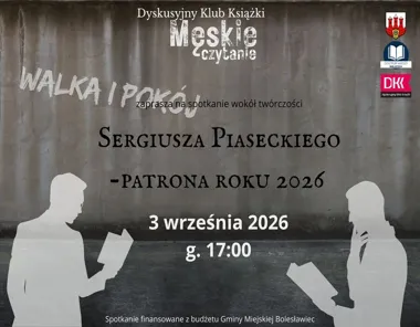 Grafika promocyjna wydarzenia Spotkanie z twórczością Sergiusza Piaseckiego