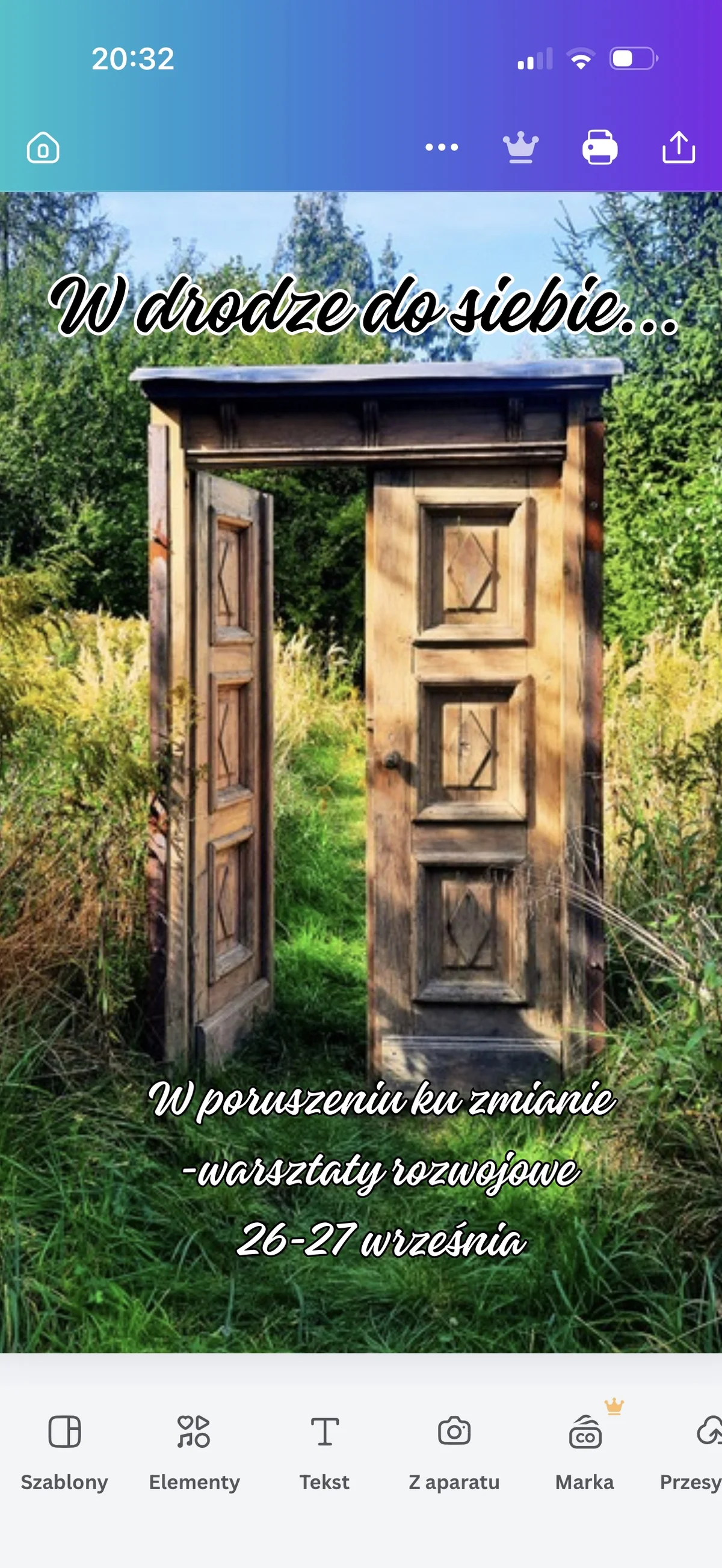 Grafika promocyjna wydarzenia W drodze do siebie – warsztaty rozwojowe