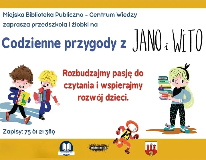 Jano i Wito zabierają maluchy w bibliotekalną przygodę - cykl zajęć dla przedszkoli i żłobków