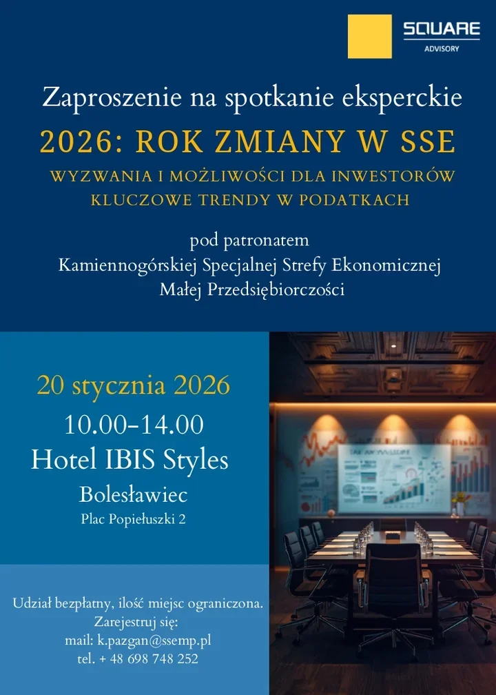 Praktyczne szkolenie podatkowe dla inwestorów - warsztat o SSE i Polskiej Strefie Inwestycji w Bolesławcu