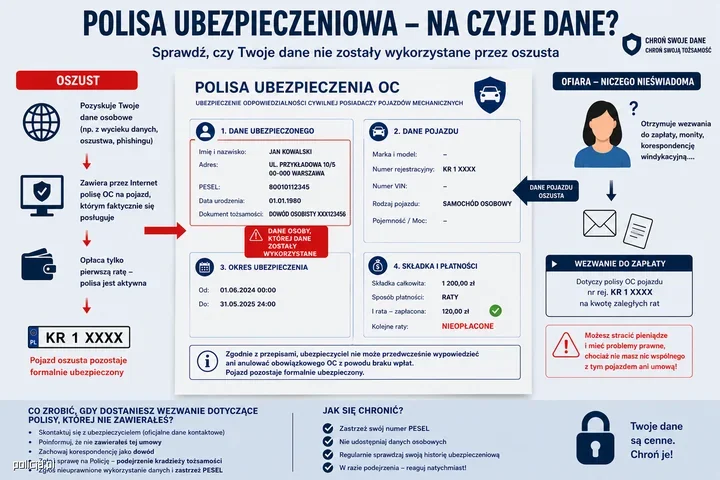 Skradziona tożsamość posłużyła do zawarcia polisy OC na cudzy rachunek