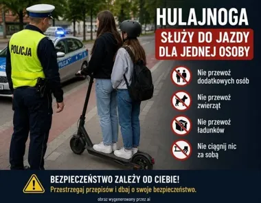 Dwie nastolatki na jednej hulajnodze - policja przerwała jazdę
