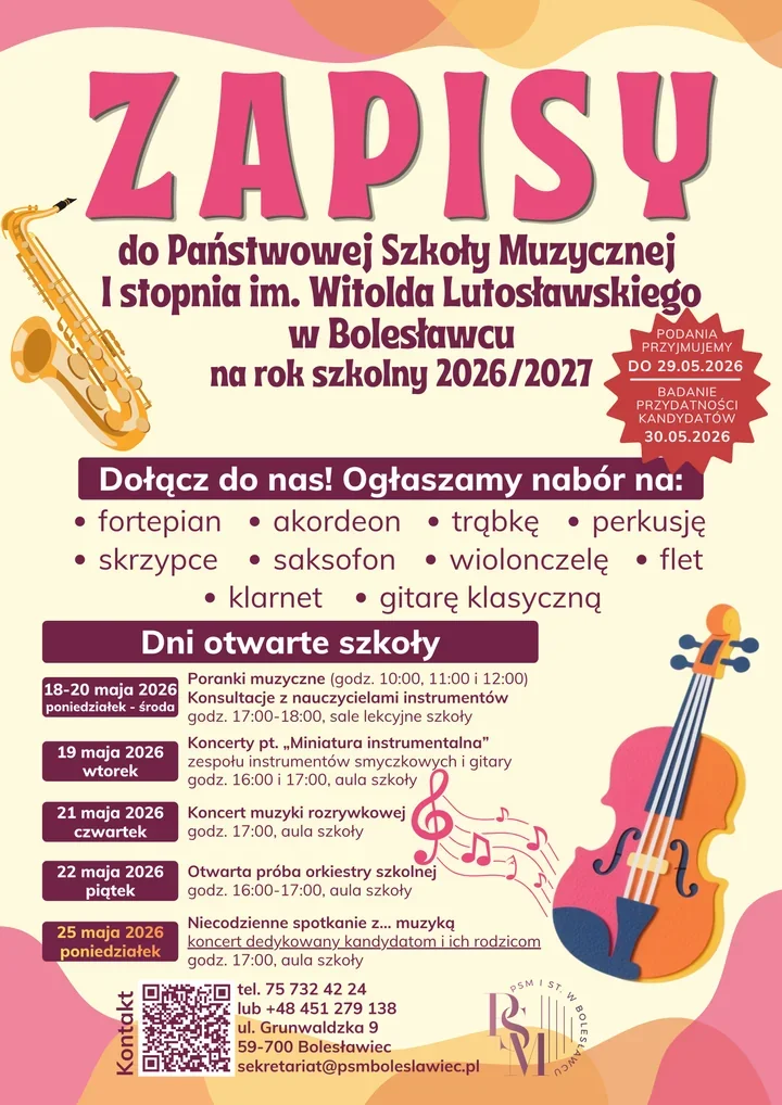 Nuty, scena i pierwsze koncerty. Trwa nabór do szkoły muzycznej w Bolesławcu